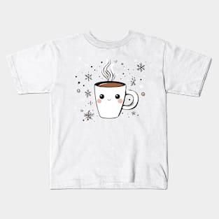 christmas  snowy Happy cup of Coffee Kids T-Shirt